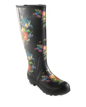 MacKenzie Childs Flower Market Garden Rain Boots Size 6 Neiman Marcus