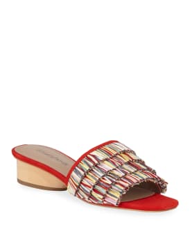 Donald J Pliner Reise Raffia Fringe Low Slide Sandals Neiman Marcus