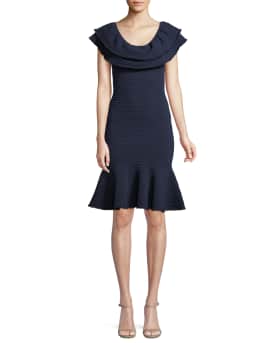 Milly textured on sale flounce dress