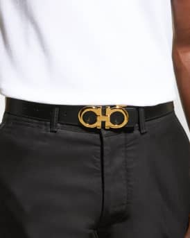 Men's Reversible Double-Gancini Leather Belt