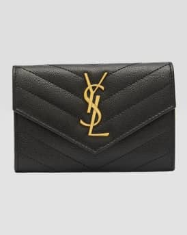 YSL Monogram Small Flap Wallet in Grained Leather