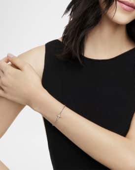 Cross Chain Bracelet with Diamonds in Silver, 1.7mm