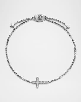 Cross Chain Bracelet with Diamonds in Silver, 1.7mm
