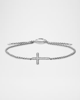 Cross Chain Bracelet with Diamonds in Silver, 1.7mm