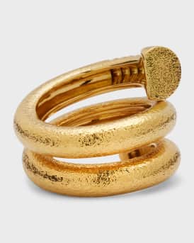 18k Hammered Nail Ring, Size 6.5