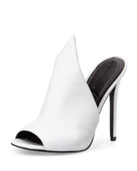 Kendall Kylie Essie Peaked Leather Mule Pump White Neiman Marcus