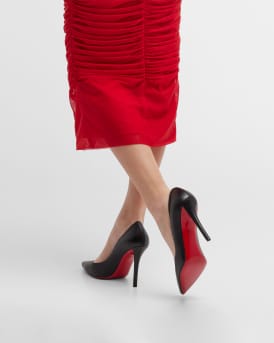 Apostrophy Leather Pointed Red-Sole Pumps