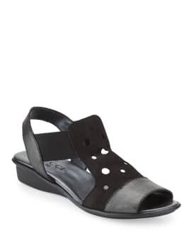 Sesto Meucci Eddy Perforated Comfort Sandals Black Neiman Marcus