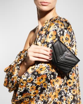 YSL Monogram Small Flap Wallet in Grained Leather