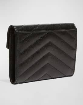 YSL Monogram Small Flap Wallet in Grained Leather