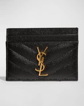 YSL Monogram Card Case in Grained Leather