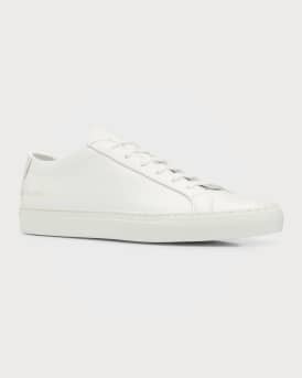 Men's Achilles Leather Low-Top Sneakers, White