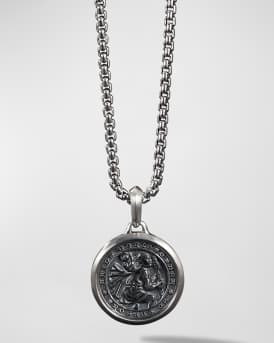 Men's St. Christopher Pendant in Silver, 34.5mm