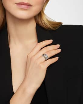 Double X Crossover Ring with 18K Gold in Silver, 13mm