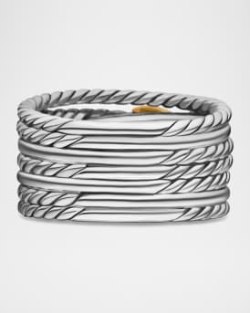 Double X Crossover Ring with 18K Gold in Silver, 13mm