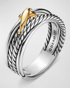 6mm X Crossover Ring in Silver with 18K Gold