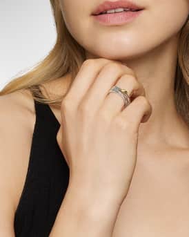 6mm X Crossover Ring in Silver with 18K Gold