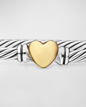 Cable Collectibles Heart Bracelet in Silver with 18K Gold, 3mm