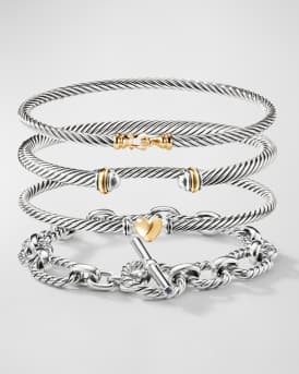 Cable Bracelet in Silver with 18K Gold, 4mm