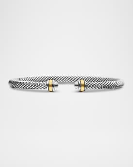 Cable Bracelet in Silver with 18K Gold, 4mm