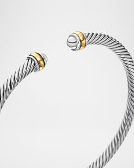 Cable Bracelet in Silver with 18K Gold, 4mm