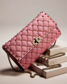 Quilted Rockstud Spike Chain Shoulder Bag