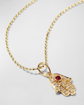 14k Gold Diamond Hamsa Pendant Necklace