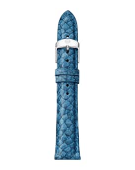 MICHELE 18mm Fish Skin Watch Strap Blue Neiman Marcus