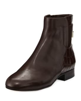 Mira Crocodile Embossed Flat Bootie