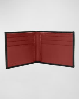 Men's Revival Gancini Bi-Fold Leather Wallet, Black/Red