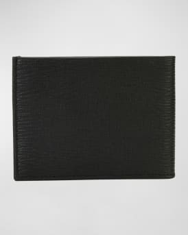 Men's Revival Gancini Bi-Fold Leather Wallet, Black/Red