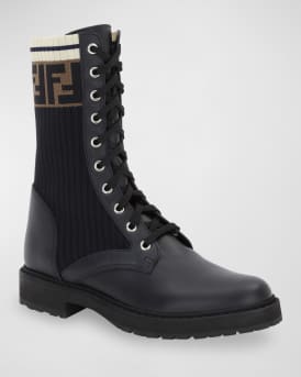 Leather Combat Boot with FF Cuff