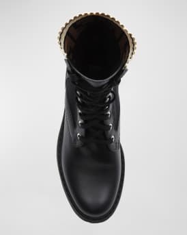 Leather Combat Boot with FF Cuff