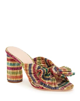 Loeffler randall penny pleated metallic slide sandals outlet