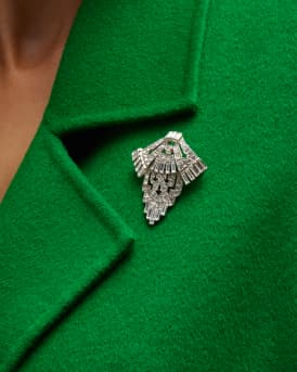 Silver Crystal Deco Brooch