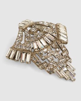 Silver Crystal Deco Brooch