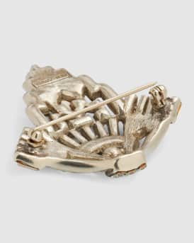 Silver Crystal Deco Brooch