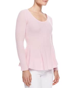 Neiman Marcus Cashmere Collection Peplum Cashmere Sweater Neiman