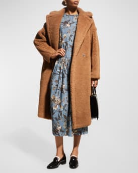 Double-Breasted Camel Hair Blend Teddy Coat
