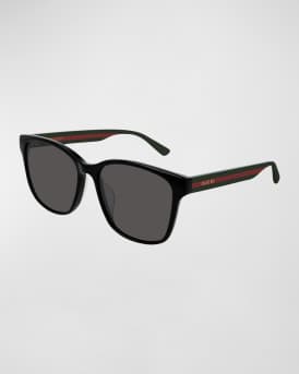Men's Square Acetate Sunglasses with Signature Web