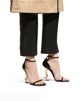 Opyum YSL Logo-Heel Sandals with Golden Hardware