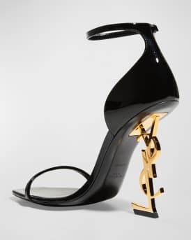 Opyum YSL Logo-Heel Sandals with Golden Hardware