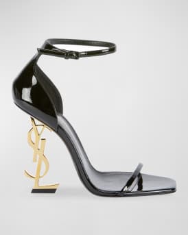 Opyum YSL Logo-Heel Sandals with Golden Hardware