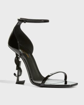 Opyum YSL Logo-Heel Sandals with Black Hardware