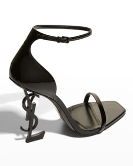 Opyum YSL Logo-Heel Sandals with Black Hardware