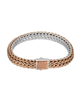 John Hardy Bronze/Silver Reversible Woven Chain Bracelet