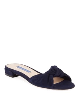 Kelli Suede Knot Slide Sandals