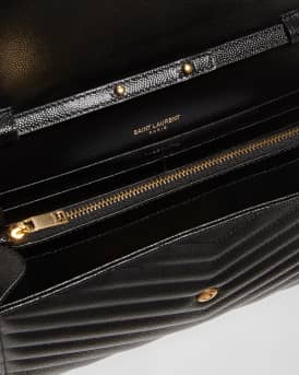 YSL Monogram Large Wallet on Chain in Grained Leather