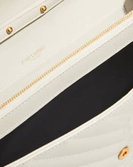 YSL Monogram Large Wallet on Chain in Grained Leather