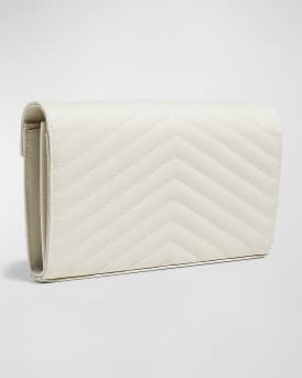 YSL Monogram Large Wallet on Chain in Grained Leather